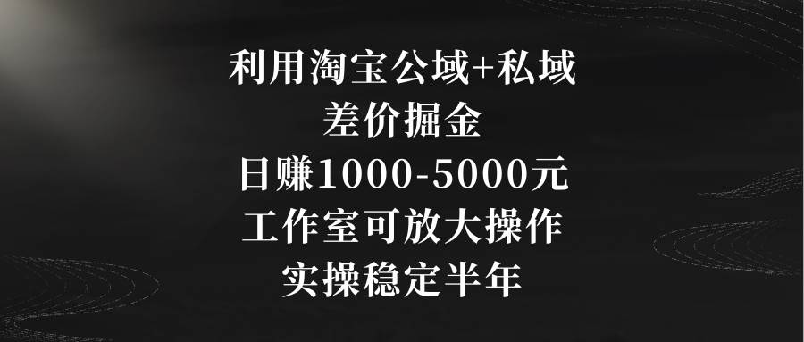 利用淘宝公域+私域差价掘金，日赚1000-5000元，工作室可放大操作，实操…71快客-网赚-兼职-视频代发71快客网