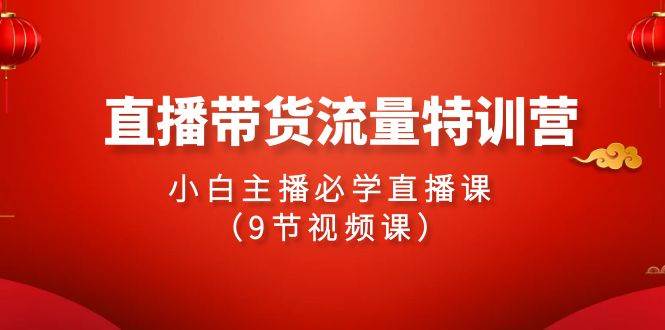 2024直播带货流量特训营，小白主播必学直播课（9节视频课）71快客-网赚-兼职-视频代发71快客网
