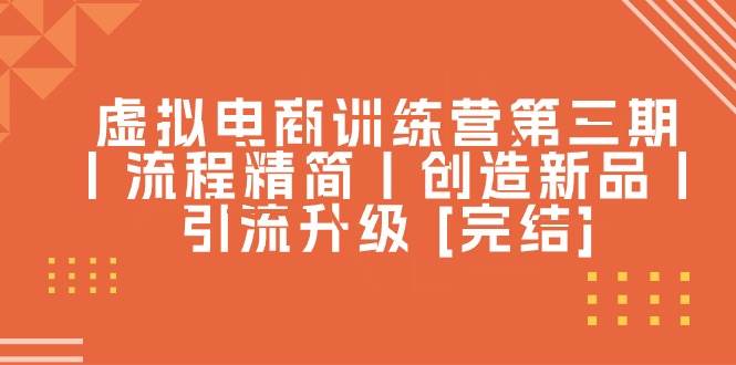 虚拟电商训练营第三期丨流程精简丨创造新品丨引流升级 [完结]71快客-网赚-兼职-视频代发71快客网