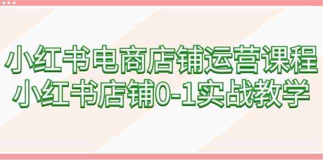 小红书电商店铺运营课程，小红书店铺0-1实战教学（60节课）71快客-网赚-兼职-视频代发71快客网