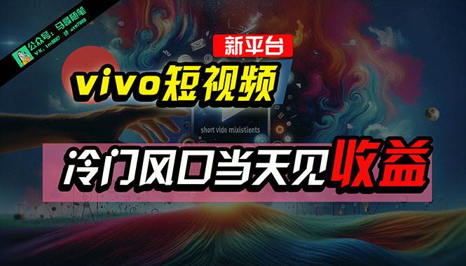 全新平台vivo短视频，新风口AI混剪无脑搬运，冷门风口当天见收益，7天…71快客-网赚-兼职-视频代发71快客网