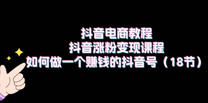 抖音电商教程：抖音涨粉变现课程：如何做一个赚钱的抖音号（18节）71快客-网赚-兼职-视频代发71快客网