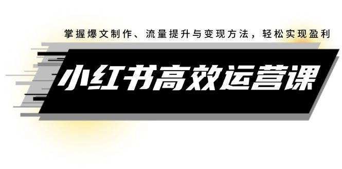 小红书高效运营课：掌握爆文制作、流量提升与变现方法，轻松实现盈利71快客-网赚-兼职-视频代发71快客网